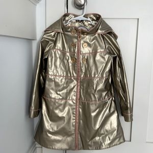 Oil and Water size 6/7 girls gold rain coat with zipper and buttons